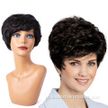 Peruca feminina curta encaracolada sintética Bob Cut Pixie